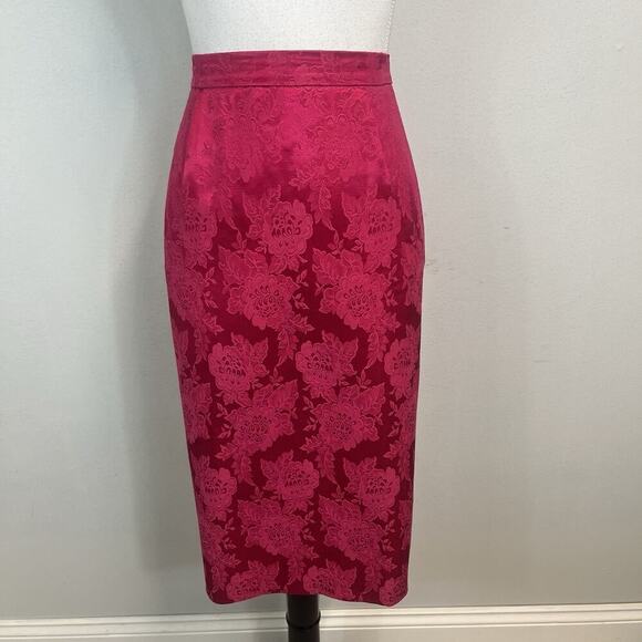 Vintage Melissa 2pc Blazer Skirt Suit Plus sz 16W Pink Brocade Lace Beads 80's - Picture 12 of 14